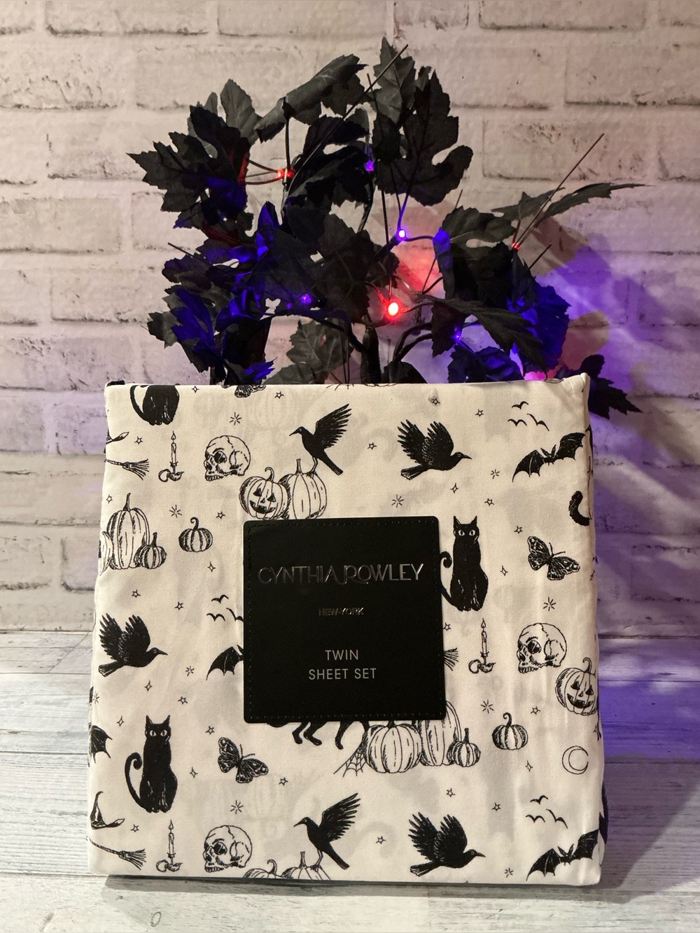 Cynthia Rowley Twin Haunted Black Cat Sheet Set - 3-Piece, Toile